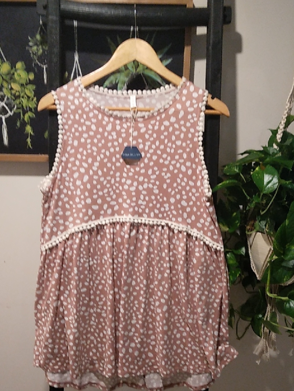 Women's Pinkblush Speckled Crochet Trim Maternity Tank Top